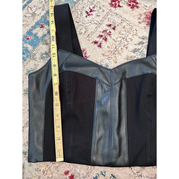 CAbi #4577 Women's Jet Black Bralette Faux Leather Ponte Knit Stretch Top Size M - Picture 6 of 10